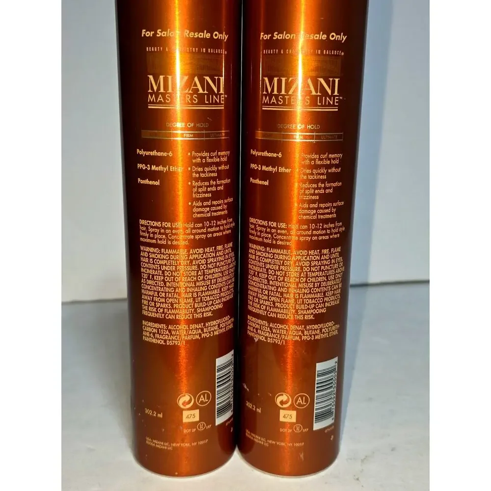 Mizani Masters Line Professional Hair Spray 9 oz. Lot Of 2 Light Hold